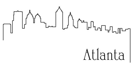 Atlanta city one line drawing abstract background with cityscape - obrazy, fototapety, plakaty