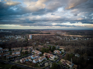 Fototapeta premium Aerial of Dramatic Sky Over Baseball Fields Old Bridge New Jersey