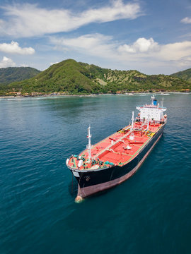 Indonesia, Bali, Aerial view of oil tanker