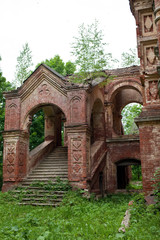 Ruins of the church of Our Lady of Tikhvin in the territory of the Count Sheremetyev's estate. Village of Vysokoye, Smolensk region, Russia
