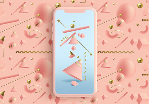 Social Media Story Layouts with Pastel 3D Geometric Shapes