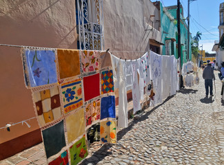 Wäsche, Wäscheleine, Stadtansicht, Straßenszene, Trinidad, Kuba