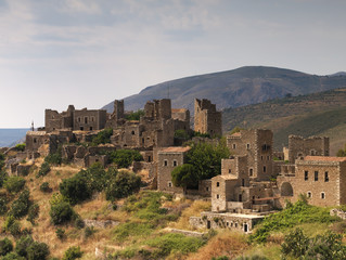 Fototapeta premium Mediaval castle village of Vatheia at Mani, Greece.