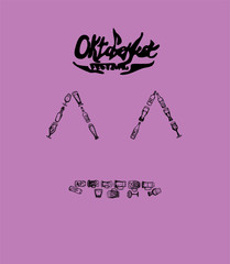 Set of beer objects. Hand drawn illustration. Set of craft beer bottles in ink hand drawn style.