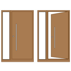 vector illustration of wooden door with classic design