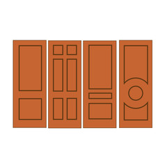 vector illustration of wooden door with classic design