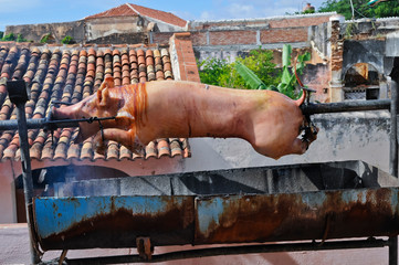 Grillfest, Straßenszene, Trinidad, Kuba