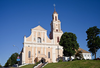 Fototapeta na wymiar Catholic church of the Finding of the Holy Cross and the Monastery of Bernardine. Hrodna. Belarus