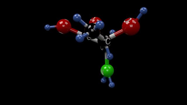 Threonine molecule. Molecular structure of essential amino acid threonine, important for the nervous system. Alpha channel.