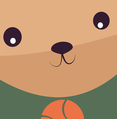 Cartoon picture with home pets, domestic animals, cat, kitty, feline watching, looks at tha ball . Vector illustration.