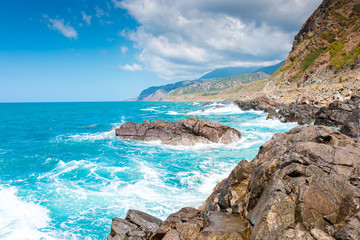 Fototapeta na wymiar Sea or ocean, rocks and waves