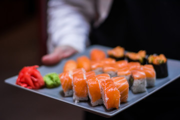 food dish sushi cocktails menu