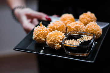 food dish sushi cocktails menu