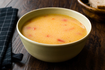 Homemade Potato Pumpkin Soup served with Bread.