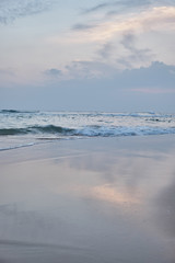 Beach at sunset in Sri Lanka.