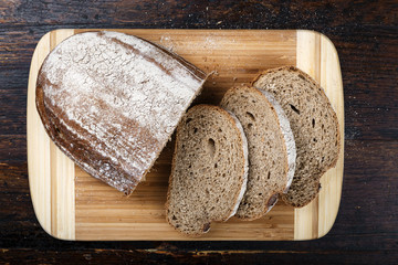 sliced black bread loaf