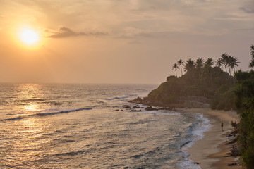 Beautiful view of the beach at sunset.