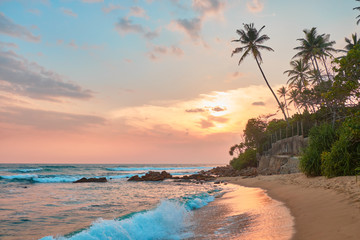 Beautiful view of the beach at sunset.