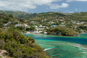 Fototapeta na wymiar Saint Vincent and the Grenadines, view from fort Fort Duvernette
