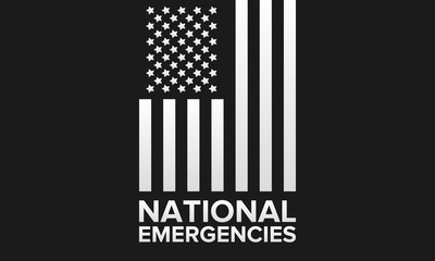 National Emergencies in the United States. The crisis in America. President announces national emergencies in the country due to immigration problems. Poster, banner or background