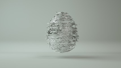Silver easter eggs on white background. 3D Illustration