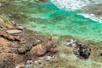 Saint Vincent and the Grenadines,   view from fort Fort Duvernette, couple kissing