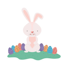easter rabbit with egg isolated icon