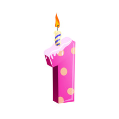 Number one candle illustration