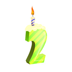 Number two candle illustration