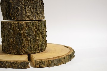 Tree stump, isolated on white, Wooden stump isolated on the white background.