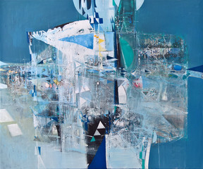 Contemporary abstract painting in blue