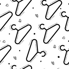 Seamless Pattern with hangers for clothes on a white background - Vector