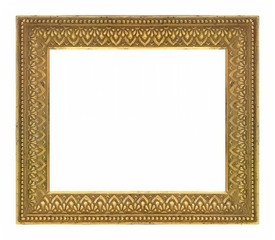 Golden frame for paintings, mirrors or photo isolated on white background