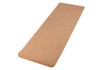 mat for fitness or yoga from the material of the cortical tree and rubber, on a white background, isolate