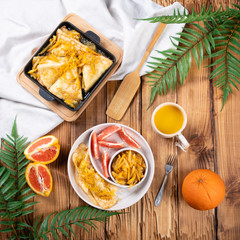 French crepes with orange sauce 