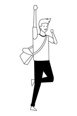 guy bagpack casual cheerful