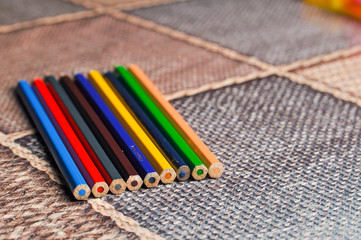 Fototapeta premium Closeup colorful pencils. Back to school concept