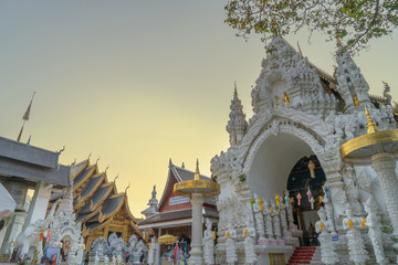 Lamphun, Thailand -February  13, 2019 : Temple Wat San Pa Yang Luang, Lamphun, Thailand