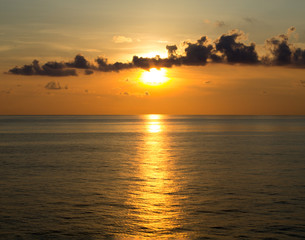 Fototapeta na wymiar Golden Sunset with Clouds
