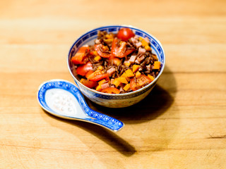 bowl of rice with vegetables