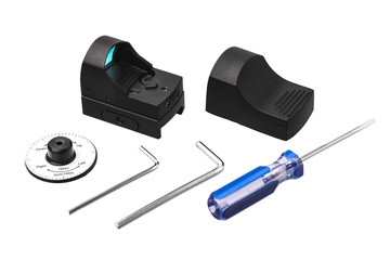 Сollimator sight isolated on white background.Sight for military special purpose.