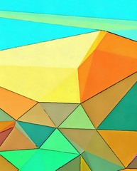 Fototapeta premium Abstract polygonal background. Triangles texture. Geometric modern art. Futuristic simple painting on canvas. Pattern for design. Backdrop template. Low poly concept artwork. Decorative elements.