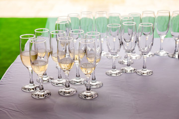 Champagne glasses with champagne 