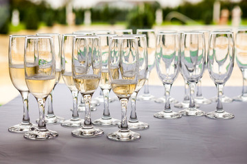 Champagne glasses with champagne 