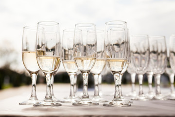Champagne glasses with champagne 