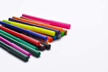 Closeup colorful pencils isolated on white background. Back to school concept