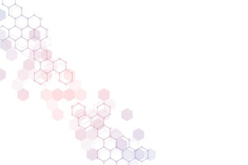 Geometric background texture with molecular structures and chemical engineering. Abstract background of hexagons pattern.