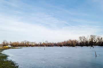 Panorama of frozen lake