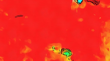 Chaotic lines on soft background in cartoon style. Abstract art in very bright juicy colors. Surreal painting texture. Psychedelic modern art. Warm saturated backdrop. Funny style crazy artwork.