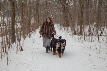 woman with dogs